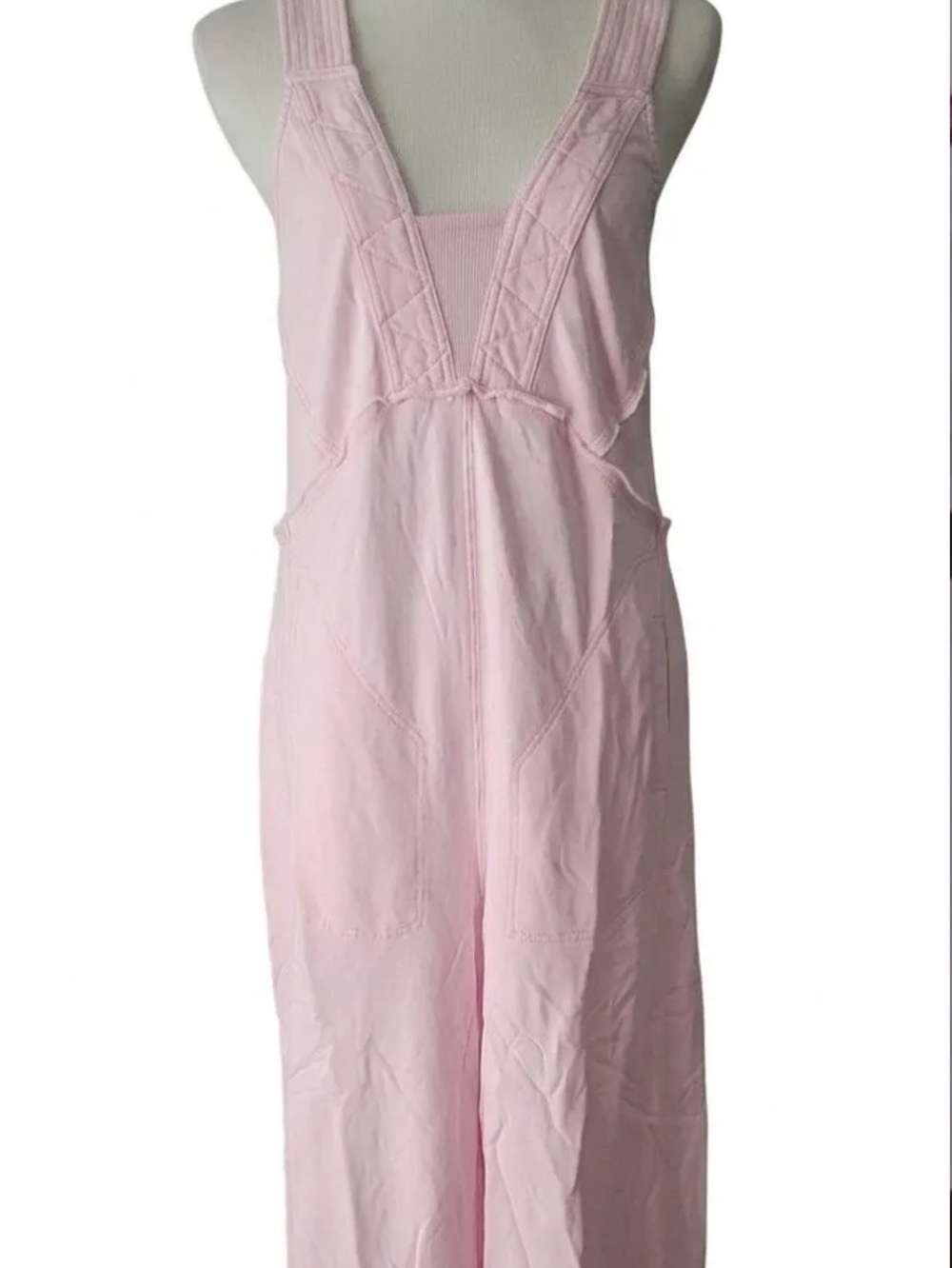 Soft Pink Blue Velvet Relaxed Jumpsuit $89